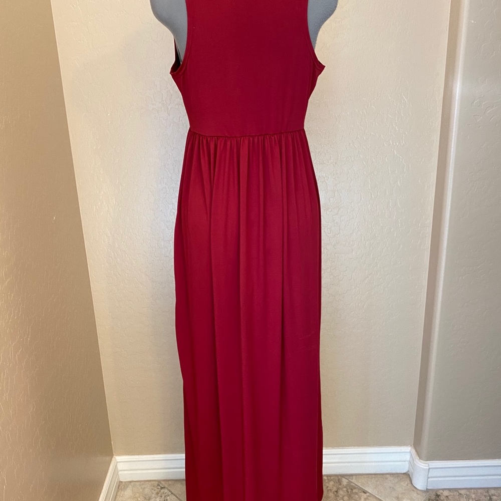 Sleeveless Racerback Loose Maxi Dress w/Pockets
